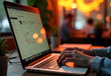 Ragazza con computer che rappresenta la gestione social media a Bari per aziende e brand locali