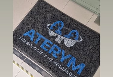 felpudo personalizado con logo consultorio medico aterym