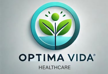 Optima Vida Healthcare logo of a green plant evolving from fresh water