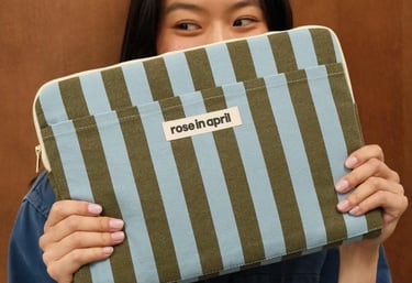 STRIPES OLIVE/BLUE LAPTOP SLEEVE 13/14