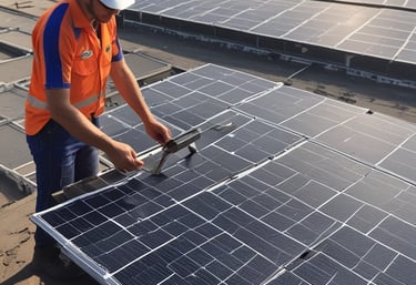A renewable energy facility with solar panels.