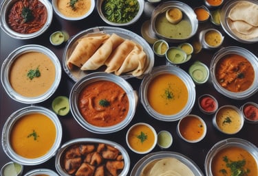 An outdoor event space is decorated with draped white fabric, tables, and chairs under a canopy. Green lighting illuminates the surrounding greenery, creating a vibrant atmosphere. Several people are visible in the background, suggesting a social gathering.