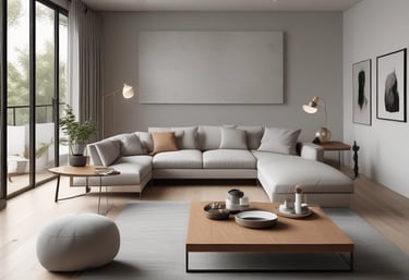 A beautifully designed modern living room with elegant furniture and natural light.