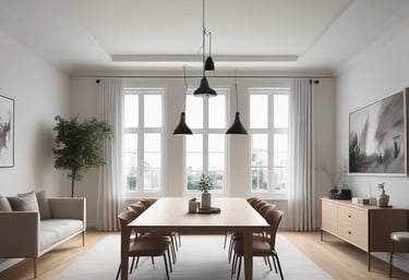 A stylish office space featuring contemporary design elements and a productive atmosphere.