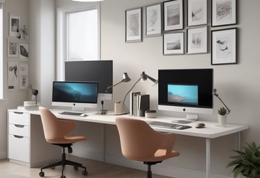 Person uploading images on a laptop in a bright workspace.