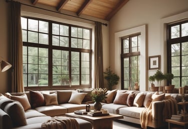 A serene workspace featuring calming colors and comfortable seating for productivity.