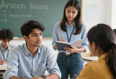 A diverse group of students engaged in a career workshop.