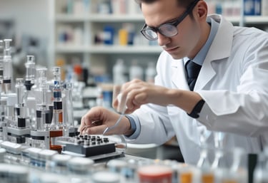 a man riding a skateboard down a street next to tall buildings