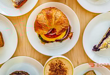 scratchmade breakfast sandwich and German-style cakes at Peter's German Cafe in Fort Myers