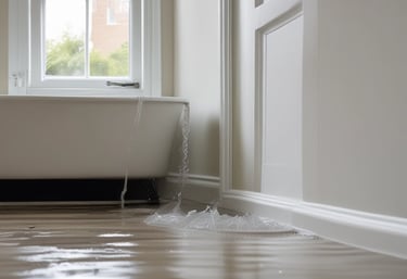 A plumber fixing a water leak in a residential setting.