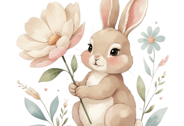 a rabbit rabbit with a flower in its hand