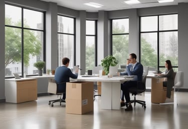 A multi-story apartment building with a distinctive red and white checkered facade. The structure is positioned on the left side of the image, leaving a large expanse of overcast sky to the right. The building features balconies, windows, and a sign indicating something is for rent or sale.