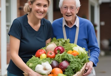 A caring professional assisting an elderly person at home.