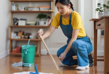 A caring professional assisting an elderly person at home.