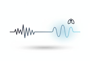 Onda que pasa de ruido a calma con icono de respiración