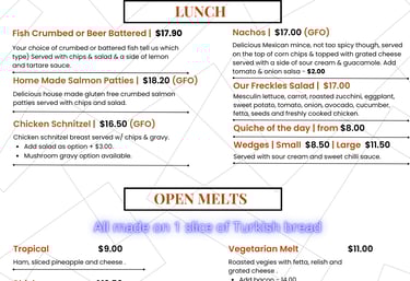 Freckles Cafe – Fresh Lunch & Open Melts
