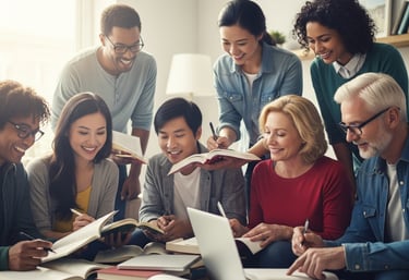 Friends doing a group study