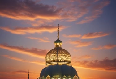 A tall building with a green dome on top of it