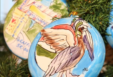 painted ornament of pelican