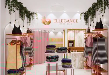 loja comercial de roupa feminina plus size arquitetura