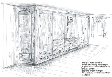Zeichnung Schrank Zirbenholz-Schlafzimmer