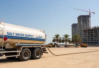 water tanker supply in construction site in dubai