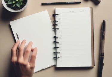 Cozy coffee break scene with soft beige and burnt orange accents, symbolizing a moment of calm for busy freelancers.
