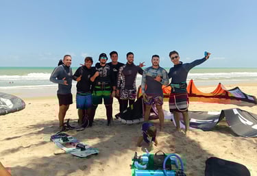 groupe d'amis registre le downwind guidé par un moniteur IKO certifié 