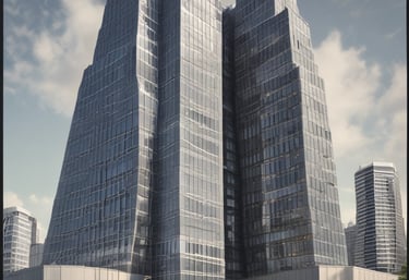 A car dealership building with clear signage for Volvo, Jaguar, and Land Rover brands. The structure features large glass windows and a metallic exterior, situated on a slightly elevated area with a clear, blue sky in the background.