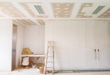 a room with a ladder