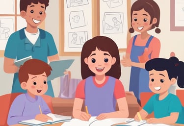 A diverse group of teachers engaging in a training session with notebooks and laptops.