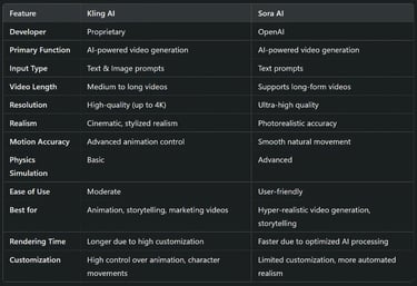 Kling AI and Sora AI: Key Features Comparison