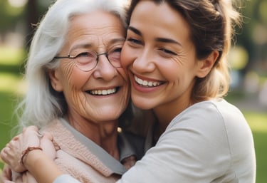 A warm-hearted volunteer helping an elderly person with household chores.