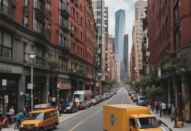 Several large black and yellow logistics trailers are parked in a lot under a clear blue sky. The trailers have bold patterns and the words 'Bros Log' displayed prominently on their sides. A small staircase is next to one of the trailers.