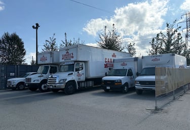 Canada’s Most Wanted Movers fleet lined up in a secure Port Coquitlam lot before dispatch.
