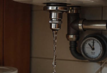 une fuite d'eau sous un évier 