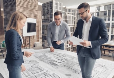 Architectural drawings of a modern building project.