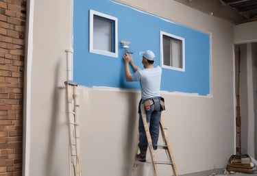 a man riding a skateboard down a street next to tall buildings