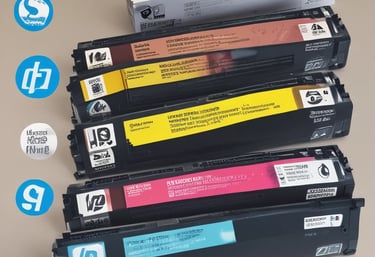 Close-up of computer and printing equipment being serviced on a workbench.