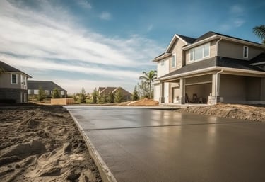 modern concrete driveway installation in Coral Gables, Fl neighborhood