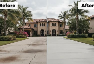 Before and After concrete resurfacing in Coral Gables