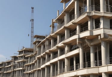 A modern construction site showcasing ongoing projects.