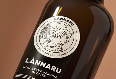 Brand identity Lànnaru, packaging olio extravergine di oliva siciliano di alta gamma