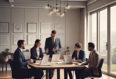 A professional team collaborating on business strategies.