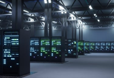 a large room with a lot of servers and a lot of servers