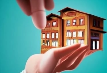 a person holding a small house in their hands