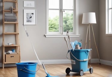 a bucket bucket with a mop and a bucket with a mop