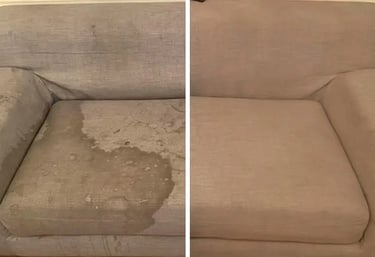 a couch that has been cleaned and cleaned