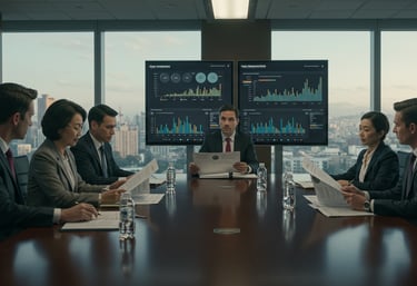 a group of business people sitting around a conference table