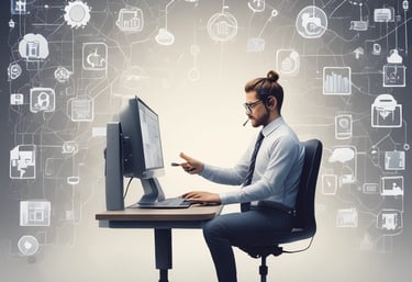 A modern interior space of an entrepreneurship center with large glass windows and open doors. The room contains people sitting at tables, engaging in various activities. The sleek design features metal railings and exposed ductwork in the ceiling, creating an industrial feel.